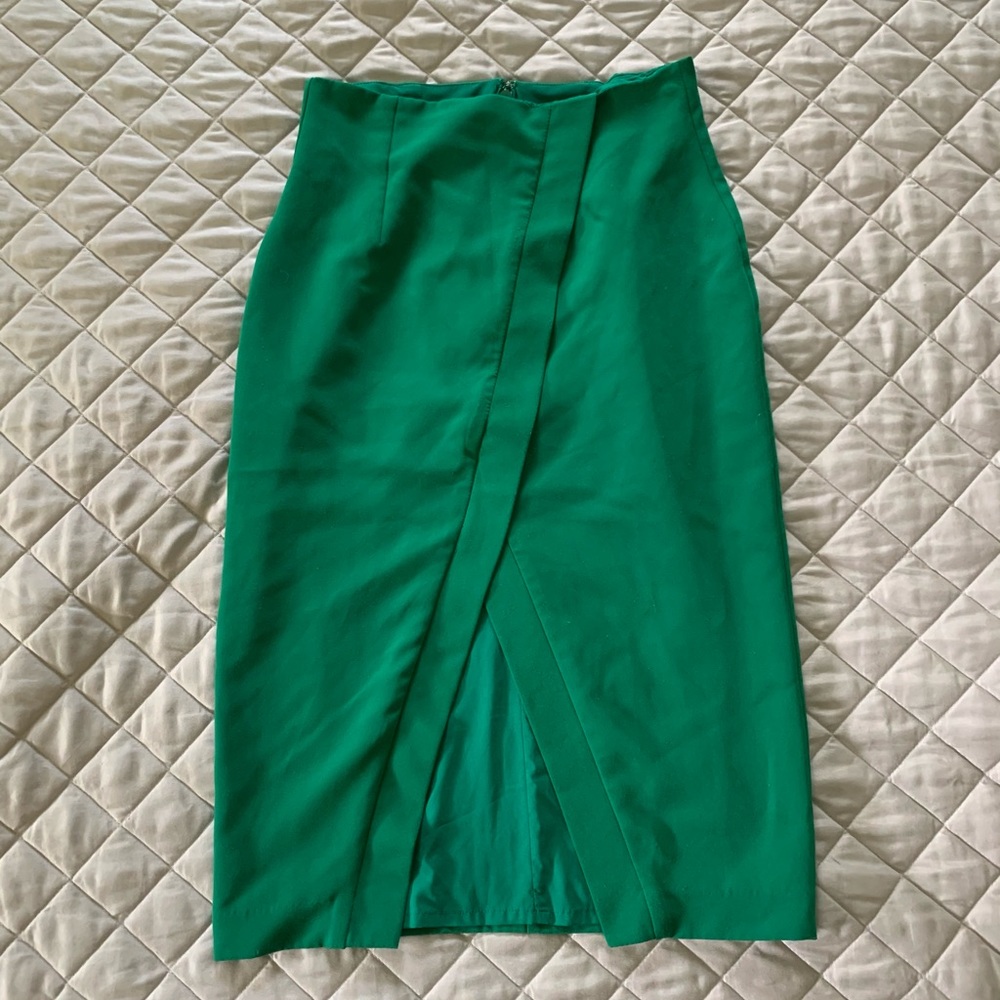 Green Pencil Skirt with Slit